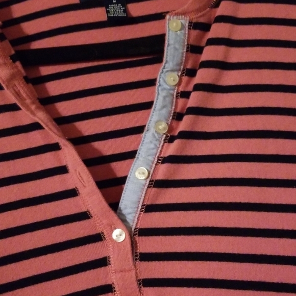 Chaps Pink/Black stripe M medium top - Picture 3 of 4